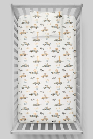 Organik Bebek Boy Lastikli Çarşaf Seti 70x110 - Minik Yarışçılar