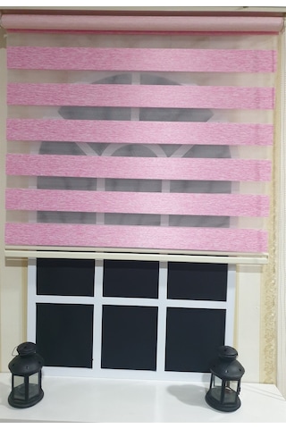 Lux Bambu Stor Zebra Perde Fuşya Pembe Etek Dilimli Stb 400 V16