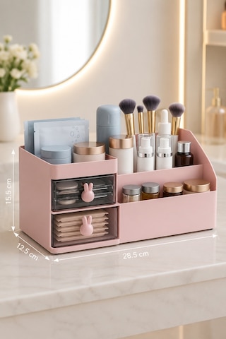 Galeriyo Makyaj Organizeri Çekmeceli Pembe