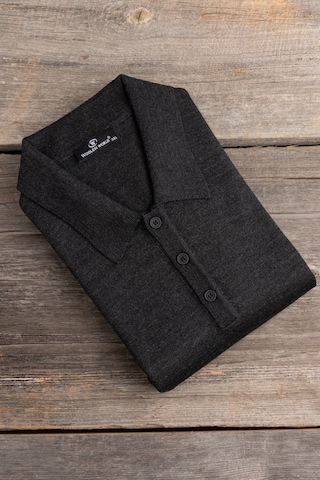 Woolen World Polo Yaka Battal Büyük Boy Yünlü Triko Kazak Antrasit