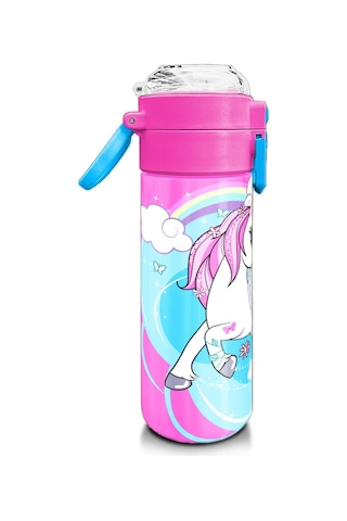 Coral High Kids Mavi Neon Pembe Unicorn Desenli Pipetli Ve Direkt İçim Çelik Termos 500 Ml 31925 Mavi - Beyaz
