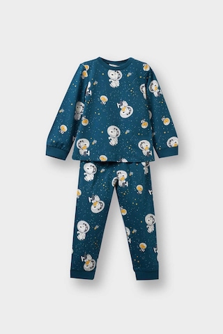 Defacto Erkek Bebek Snoopy Pijama Takımı Uzun Kollu Penye Üst Uzun Alt F3580a525aube785 Mavi