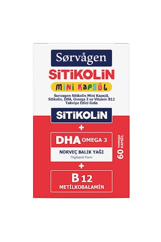 Sorvagen Smart Mini Kapsül Sitikolin Dha Omega 3 ve B12 60 Kapsül