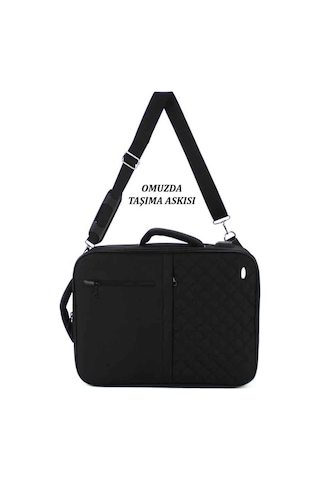 Case Club 1407 Laptop Sırt El Ve Omuz Çantası 15,6 İnç Usb Aparatlı Omuz Askılı Su Geçirmez Kumaş Siyah
