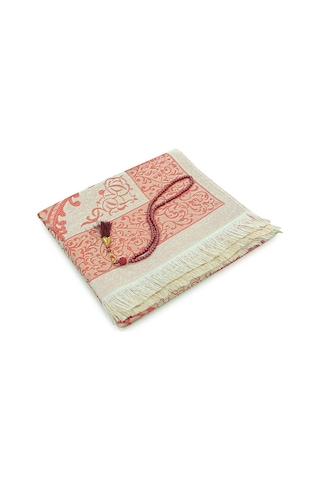 Hediyelik Şantuk Çantalı, Tesbihli, Çeyizlik Seccade Seti - Bordo Bordo