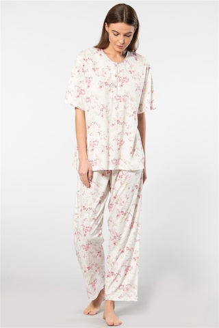 Türen 3387 Kadın Battal Çiçekli Patlı Kısa Kollu Pijama Takımı-pembe Pembe