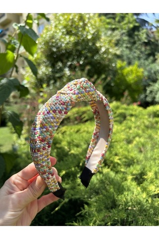 Bymerve Hasır Renkli Düğüm Model Saç Tacı Çok Renkli