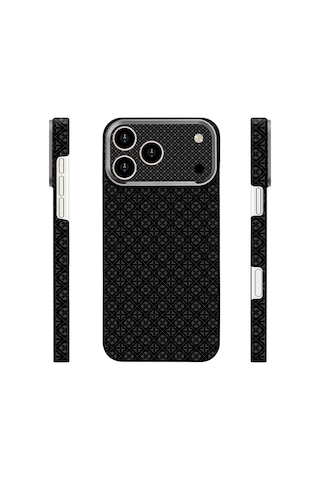 Apple iPhone Uyumlu 17 Pro Kılıf Magsafe Şarj Özellikli Premium Retro Çiçek Desenli Kamera Ve Lens Korumali Velix Sert Pc Kapak Siyah