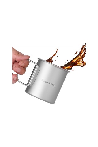 Suofeng Dışarıda Ve Evde Kullanım İçin Hafif Ve Korozyona Dayanıklı Titanyum Bardak 375ml Gümüş