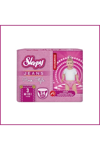 Sleepy Pink Jeans Külot Bez 3 Numara Midi 34 Adet