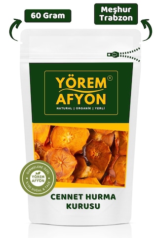Yörem Afyon Meşhur Trabzon Glütensiz Dilim Cennet Hurması Kurusu, Cips Diospyros Kaki 60gr. 60 G