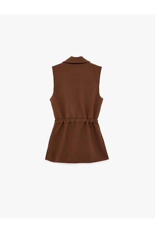 Koton Regular Fit Kolsuz Kemerli Kruvaze Yaka Yelek Kahverengi 6sak20009uw Kahve