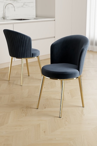 Nisare Serisi 90x168 Lak Panel Beyaz Mermer Desen Masa Takımı Gold Ayaklı 6 Sandalye Beyaz Mermer Masa Antrasit Sandalye