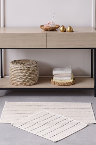 Doquhome Arte Banyo Paspası Krem&antrasit 60x100cm Krem