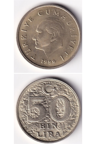50.000 Lira 1999 Çil Eski Madeni Para