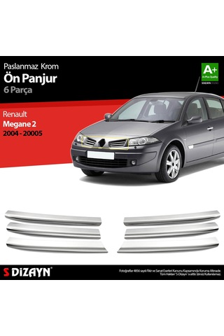 S-Dizayn  Renault Megane 2 Krom Ön Panjur 6 Prç 2004-2005