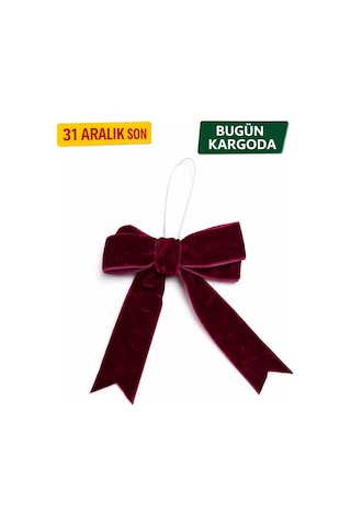 Premium Kadife El Emeği-5li Yılbaşı Ağaç Süsü Fiyonk Seti -kurdele Fiyonk Noel Ağacı Süsleme