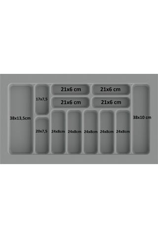 86x49 Cm Çekmece Içi Kaşıklık Gri 78,5x40 Cm Kadar Kesilebilir Kesim Yapılır Gri