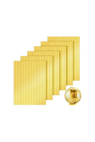 2 Li Kendinden Yapışkanlı Gold Ayna Mozaik Disco Sticker Duvar Çerçeve Eşya Dekoratif Kaplama 30x30 Altın