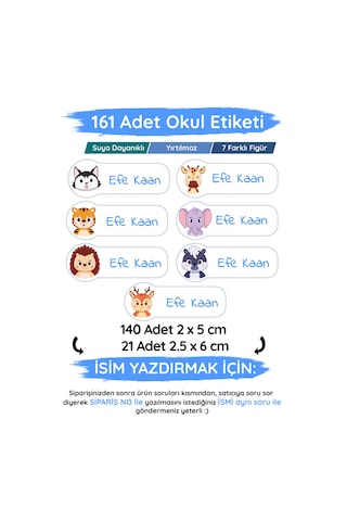 Özel İsminiz Yazılı Okul Etiketi Kız/erkek Diğer