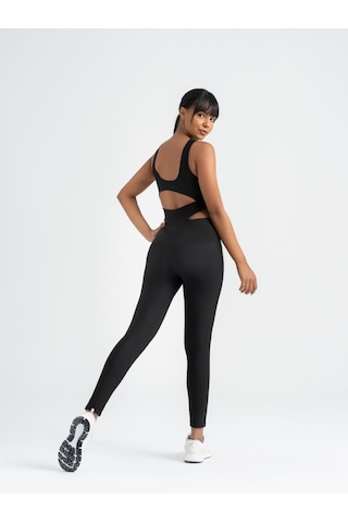 Lismina Bold Curve Spor Tayt Tulum Siyah