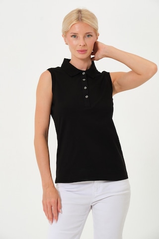 Kadın Regular Fit Kolsuz Polo SIYAH