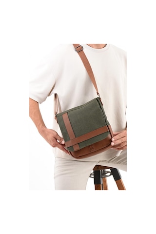 Kanvas Kumaş Tablet Çantası Erkek Postacı Çanta 27 23 Cm Çapraz Askılı Omuz Çantası Yeşil