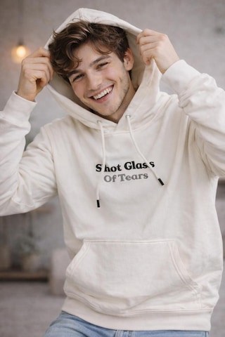 Starzone Kapüşonlu Shot Glass Tasarım Baskılı Sweatshirt Beyaz