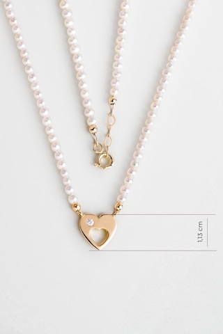 Diamond Collection 14 K Sarı Altın 0.03 Karat Pırlanta Doğal İnci Kolye