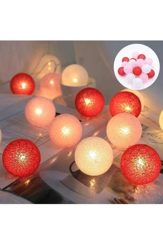 Besthome1 10 Işık Pembe Led Topu Zincir, 1.5m 3cm Pamuk, Odalar Dekorasyonu, Noel Doğum Festivalleri İçin Pembe