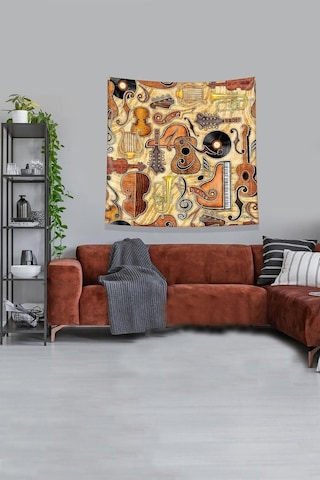 Pelangi Turuncu Müzik Aletleri Leke Tutmaz Kadife Kumaş Duvar Örtüsü Duvar Halısı Tapestry Kwll320, 35 X 50 Diğer