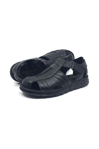 Taşpınar %100 Hakiki Deri Ortopedik Erkek Yazlık Rahat Terlik Sandalet 40-45 Siyah