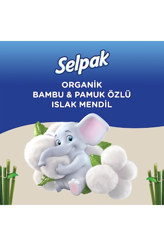 Selpak Organik Bambu Ve Organik Pamuk Özlü Islak Mendil 12'li