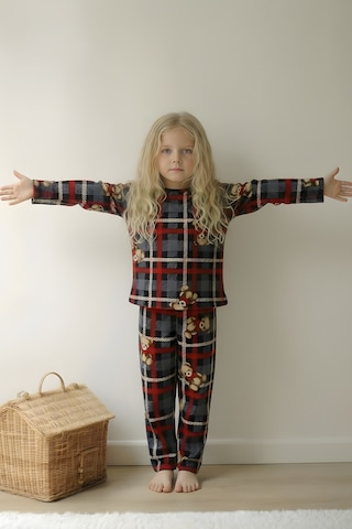 Esila Kids Kız Çocuk Pijama Takımı Uzun Kollu Ayıcık Desenli Bordo