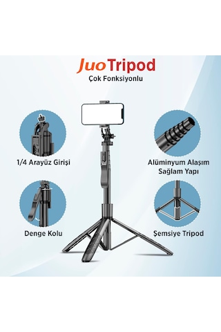 Juo Jst40 Alüminyum Tripod Monopod Selfie Çubuğu Kumandalı Android Apple Uyumlu iPhone Gopro