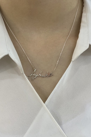 Zümrüt Sarraf 14 Ayar Beyaz Altın Isimli Bayan Kolye Kişiye Özel