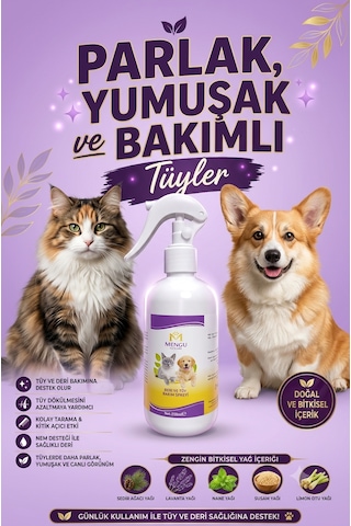 Kedi Köpek Kıtık Açıcı Kolay Tarama Tüy Dökülmesi Önleyici Bitkisel Tüy Deri Bakım Spreyi 250 Ml