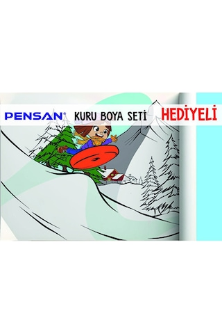 30x120 Boyama Rulosu Yaman Kar Tatili + Pensan 12'li Kuru Boya Ka