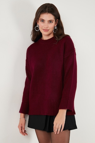 Lela Regular Fit Bisiklet Yaka Basic 2'Li Paket Triko Bayan Kazak 4616213S2 Antrasit-Bordo