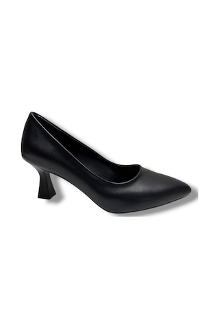 C-shoes 349-26 Cilt Deri Orta Boy Topuklu Kadın Stiletto Siyah