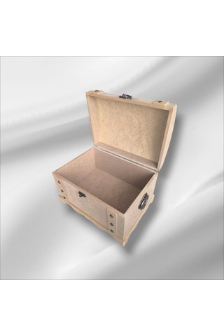 Ahşap Boyanabilir Takı-makyaj-aksesuar- Dekoratif Klipsli Orta Boy Çok Amaçlı Sandık Kutu