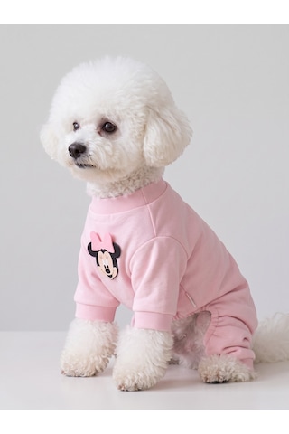 Pinkie Mouse Köpek Tulumu Pembe Kalın Penye Köpek Kıyafeti Sevimli Fare Ve Kurdele Detaylı