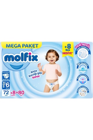 Molfix Bebek Bezi Beden:6 15+kg Extra Large Mega Pk 80 Adet
