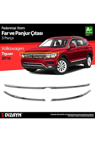 Volkswagen Tiguan Krom Far Üst Çıtası 3 Prç. 2016-2020