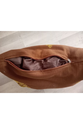 Kahverengi Minder El İşlemesi Büyük Boy Fermuarlı 63x52x13cm Çok Renkli