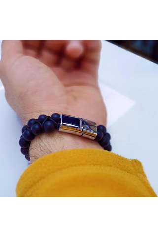 Brezza Lusso Jewelry Oniks Doğal Taşlı Makrome Erkek Bileklik Siyah