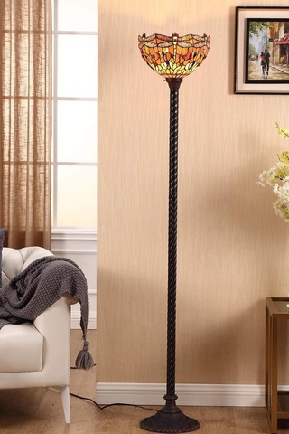 Bieye L30714 Dragonfly Tiffany Style Vitray Torchiere Yer Lambası 67 Inç Diğer