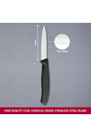 Victorinox 6.7633 8cm Tırtıklı Soyma Bıçağı Çok Renkli
