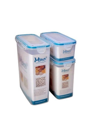 Moonstar Bakliyat Saklama Kabı Üçlü Set Contalı Hava Geçirmez St- Çok Renkli