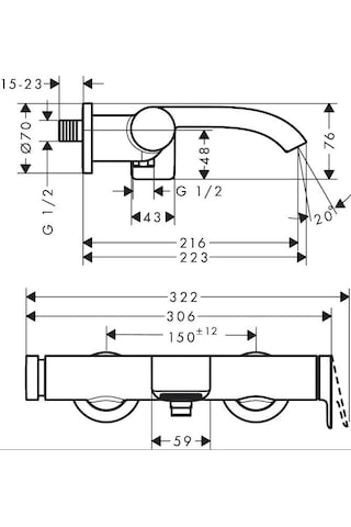 Hansgrohe Tek Kollu Banyo Bataryası Aplike Montaj - 75420000 Krom
